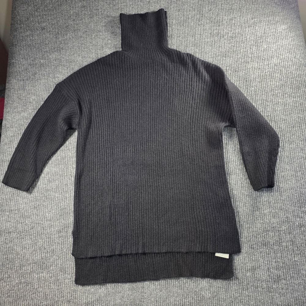 Lillusory Womens Oversized Turtleneck Ribbed Knit Sweater Black Size M NWT